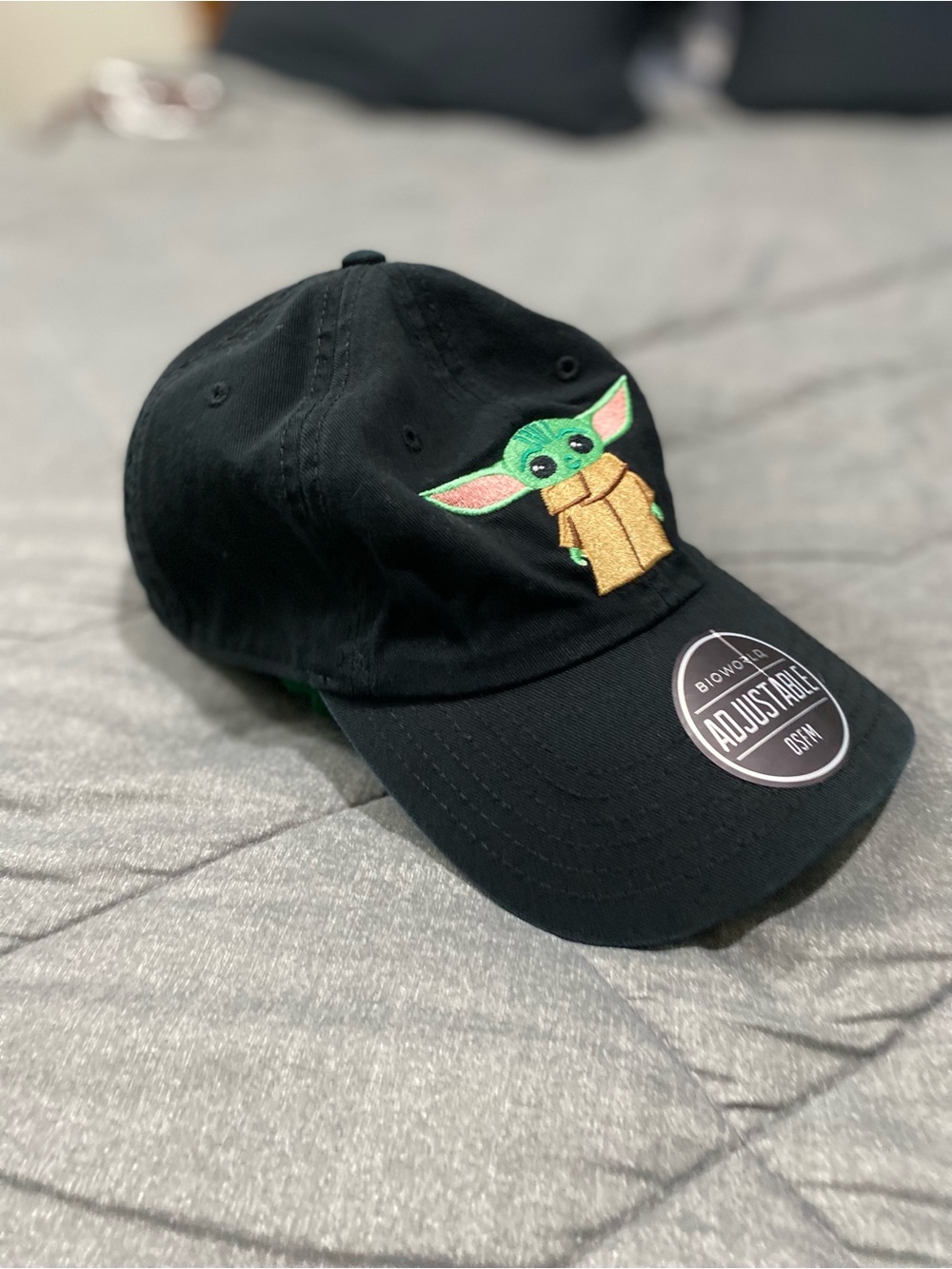 Star Wars Black Cap with Green and Tan Grogu Embroidery